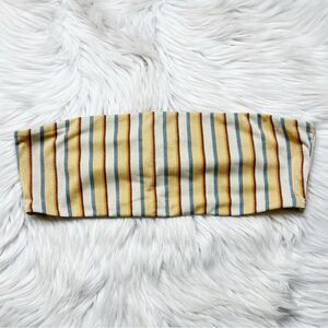 LA Hearts PacSun Striped Strapless Bikini Top Sparkle cream Size Medium